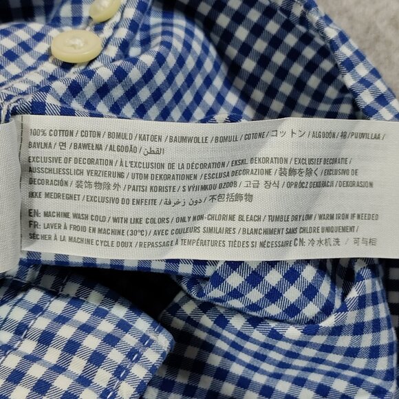 Abercrombie and Fitch Shirt Mens XLMuscle Blue Gingham Plaid Button Down Cotton - Picture 5 of 8